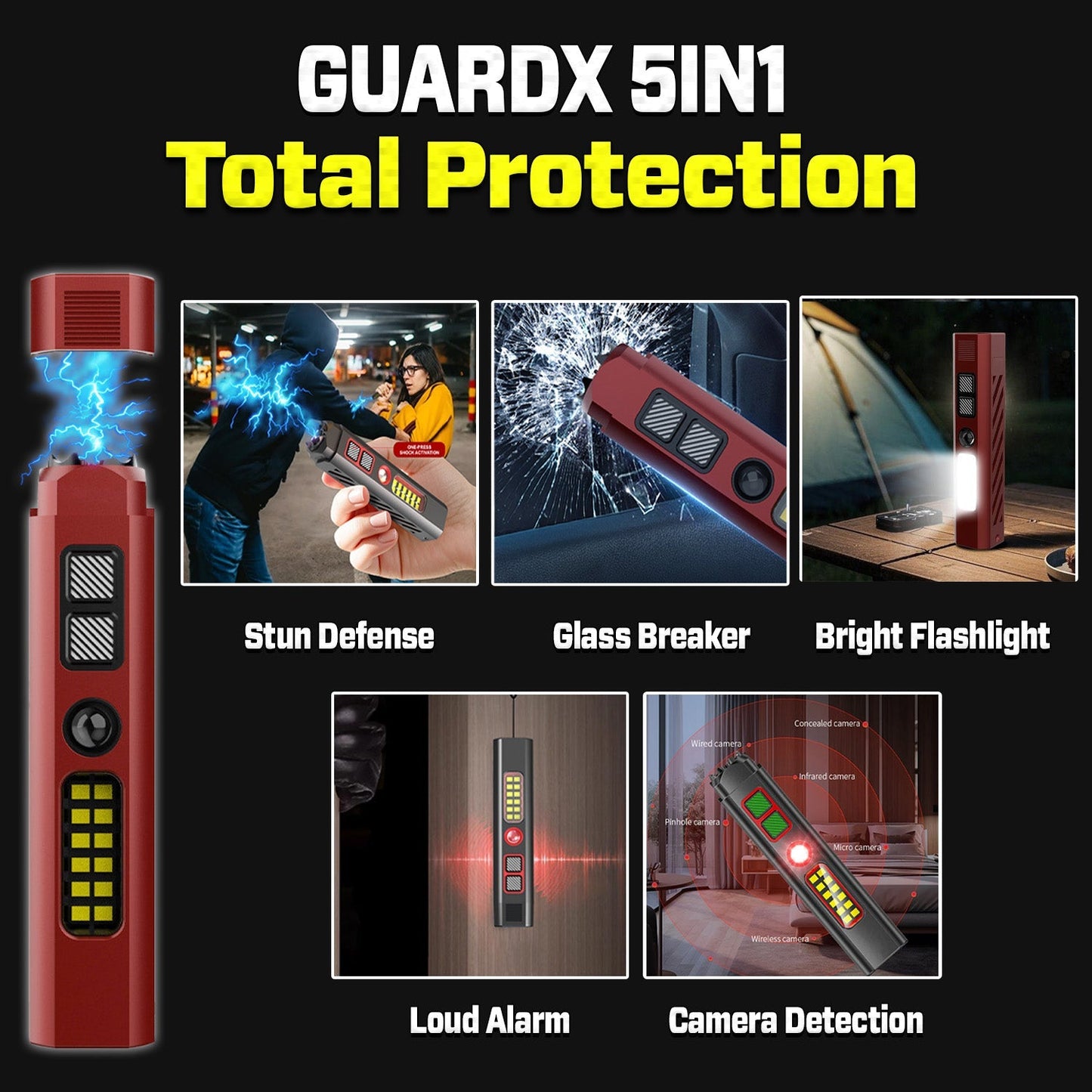 2026 Upgraded Tactical 5in1 Stun Survival Flashlight ⚡ One Tool, Total Protection